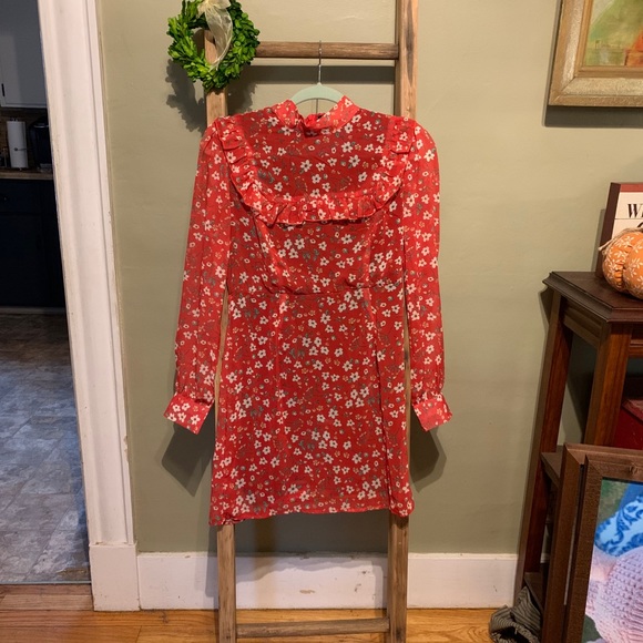 Nasty gal mini floral long sleeve high neck dress - Picture 2 of 4